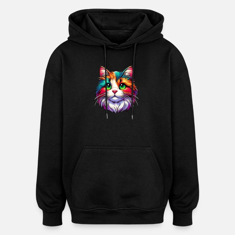 Katze - Oversized Unisex Hoodie - Schwarz