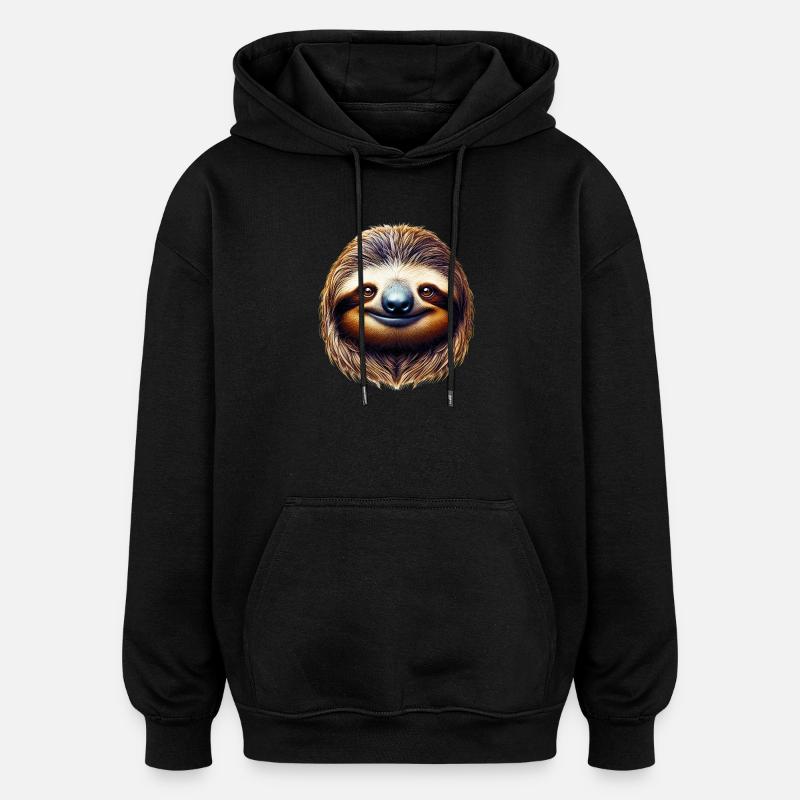 Faultier - Oversized Unisex Hoodie - Schwarz