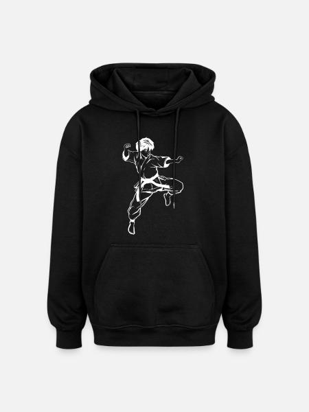 Karate Boy Sketch - Oversized Unisex Hoodie - black