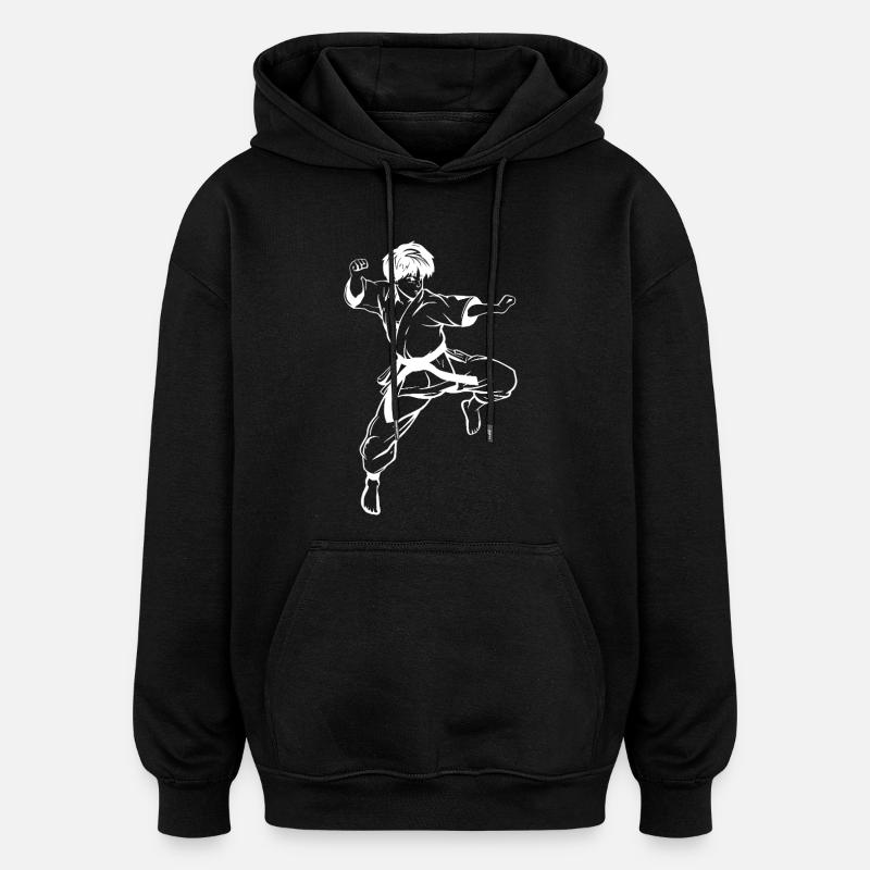 Karate Boy Sketch - Oversized Unisex Hoodie - black