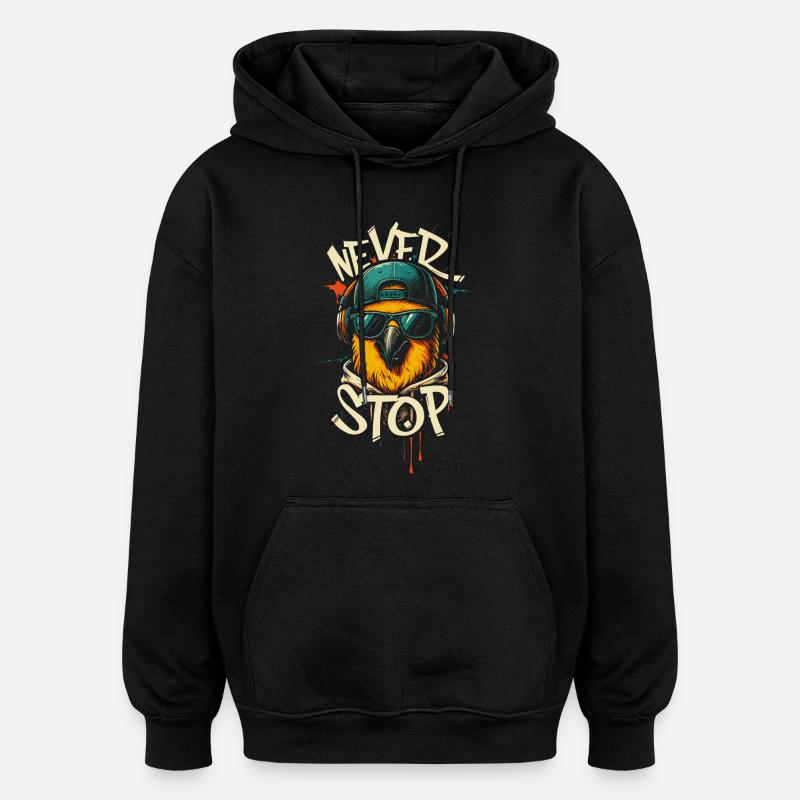 Illustration de perroquet cool - Sweat à capuche oversize unisexe - noir