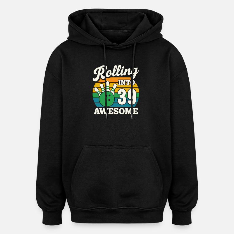 Bowling 39e anniversaire célébration graphique - Sweat à capuche oversize unisexe - noir