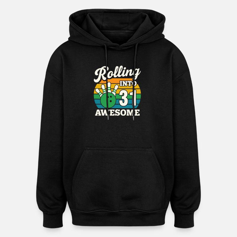Retro Bowling 31e anniversaire Design - Sweat à capuche oversize unisexe - noir