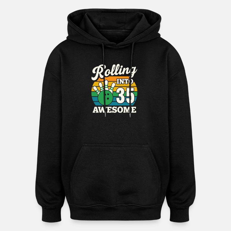 Bowling rétro 35e anniversaire Design - Sweat à capuche oversize unisexe - noir