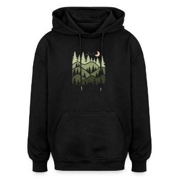 Wald Landschaft Natur Bäume Naturliebhaber - Oversized Unisex Hoodie - Schwarz - Vorne - Noah (186cm)