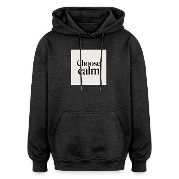 Choisir le calme - Sweat à capuche oversize unisexe - charbon - Devant - Noah (186cm)