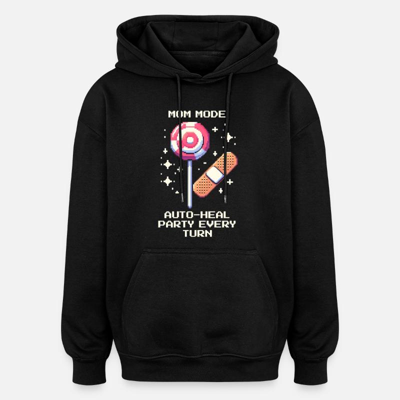 Mama-Modus: Auto-Heal jede Runde | Eltern - Oversized Unisex Hoodie - Schwarz