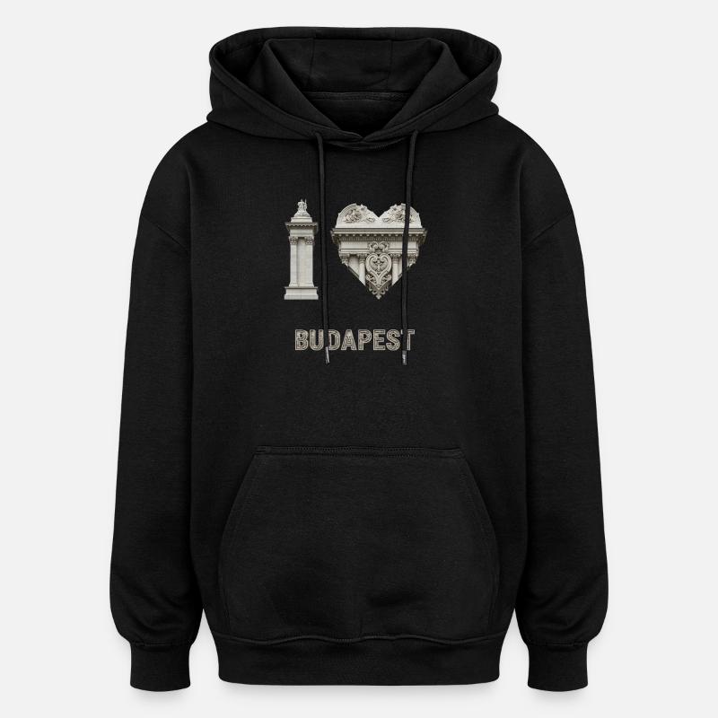 I Love Budapest – Classical Architecture - Oversized Unisex Hoodie - black
