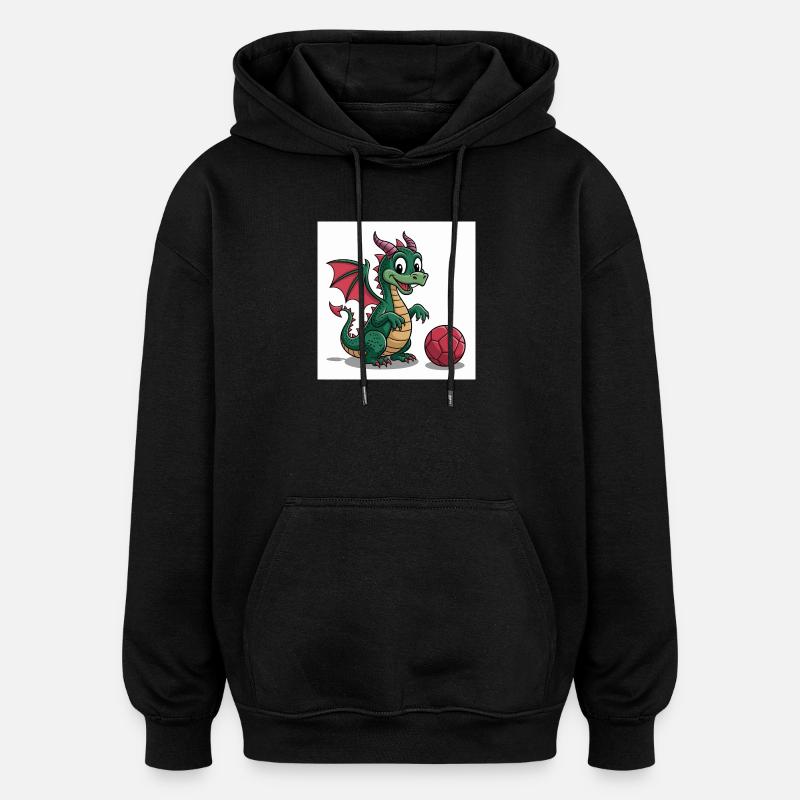 Grüner Drachenball Freund - Sweat à capuche oversize unisexe - noir