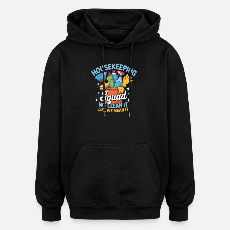 Conception de nettoyage amusante - Sweat à capuche oversize unisexe - noir