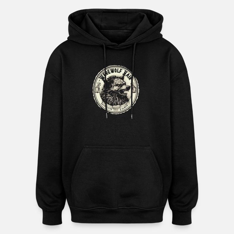 Werwolf Kopf Münzemblem - Oversized Unisex Hoodie - Schwarz