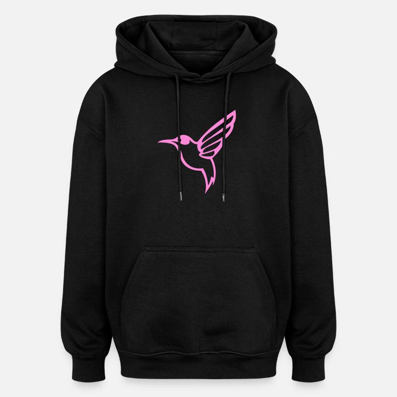 Uccello colibrì - Felpa con cappuccio unisex oversize - nero