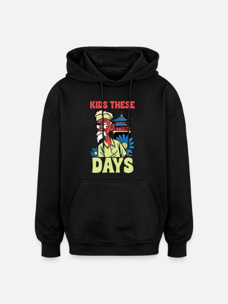 Kids These Days Retro Cartoon - Oversized Unisex Hoodie - black