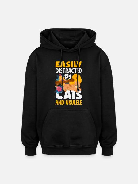 Funny Ukulele Designs and Sayings - Oversized Unisex Hoodie - black