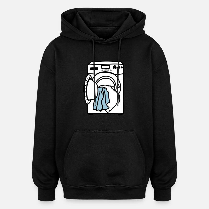 Lave linge - Sweat à capuche oversize unisexe - noir