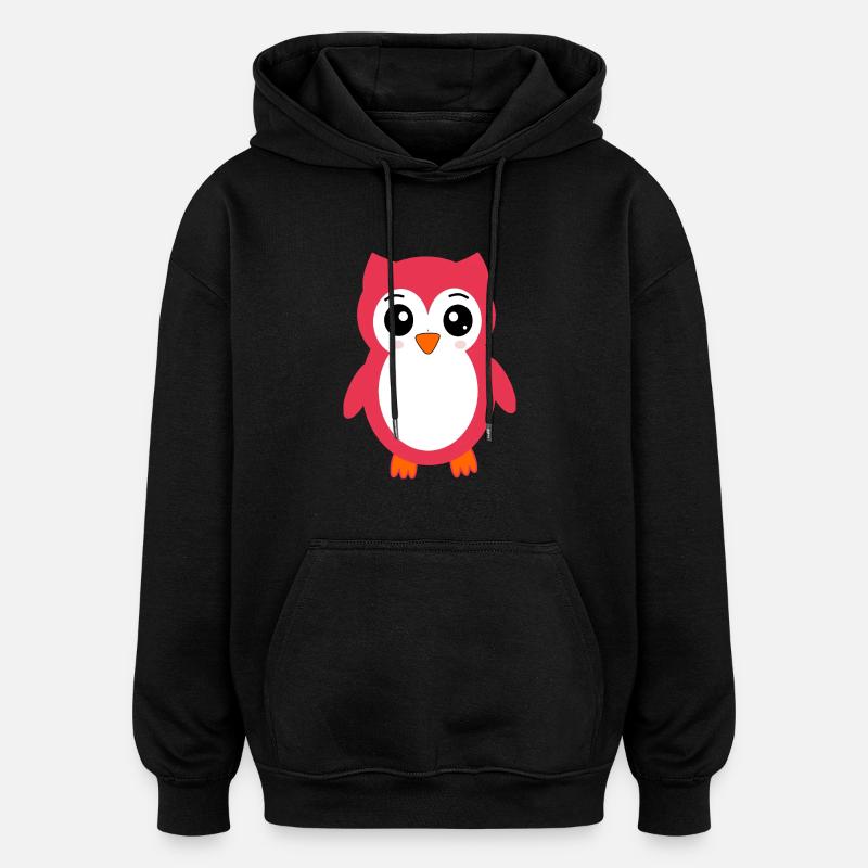 Eule pink rosa rot - Oversized Unisex Hoodie - Schwarz