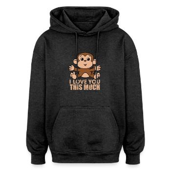 Affe Ich liebe dich so viel Valentinstag Geschenk - Oversized Unisex Hoodie - Anthrazit - Vorne - Noah (186cm)