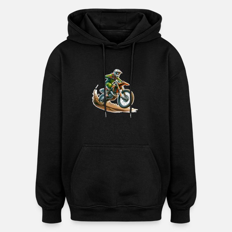 Motocross - Sweat à capuche oversize unisexe - noir