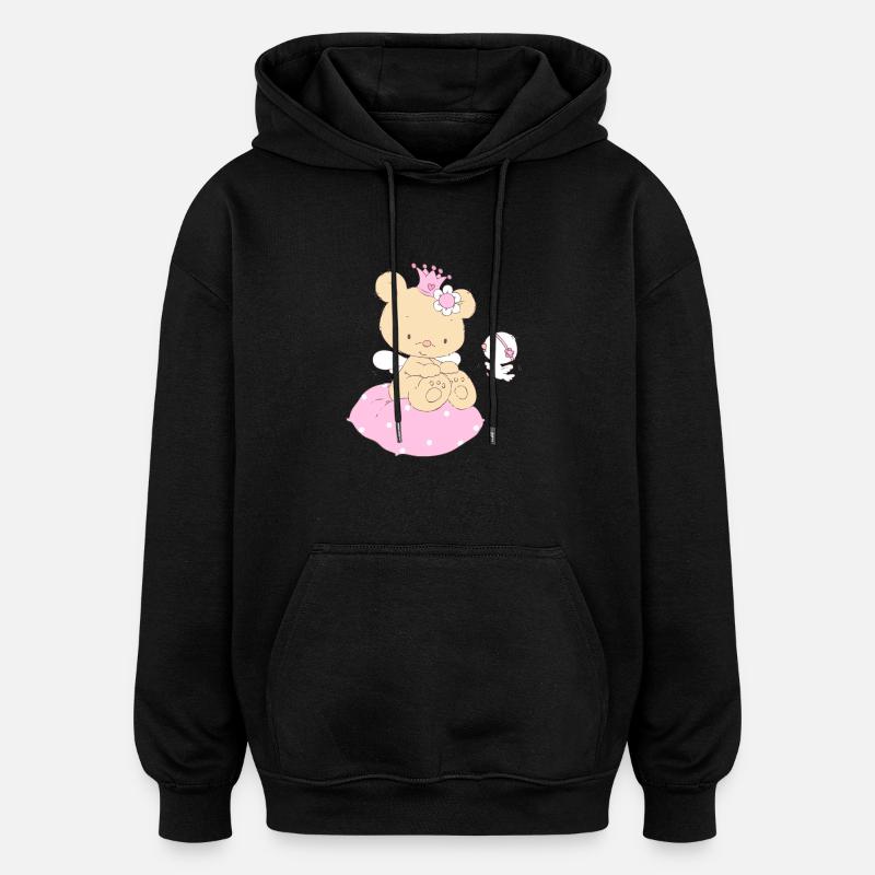 Bear princess on cushion - Sweat à capuche oversize unisexe - noir