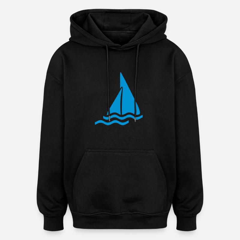 Bateau - Sweat à capuche oversize unisexe - noir