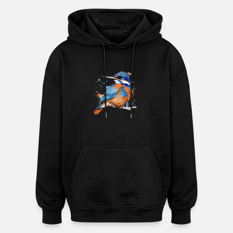 Eisvogel,Zeichnung,bunt,vogel,Graffiti,sketch - Oversized Unisex Hoodie - Schwarz