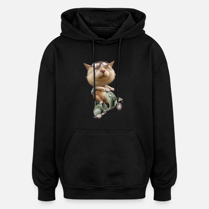 RUNAWAY CAT - Sweat à capuche oversize unisexe - noir