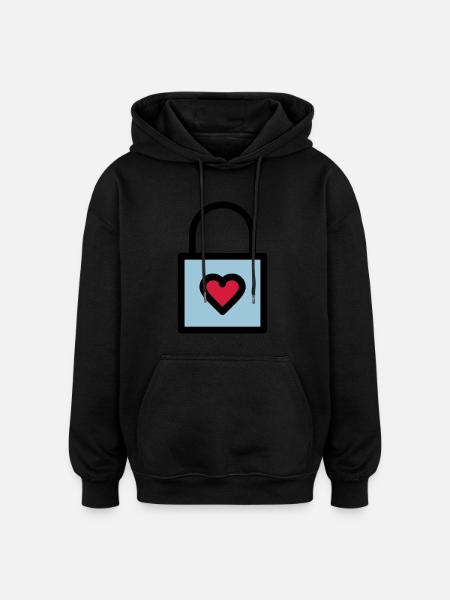 Padlock, love lock - Oversized Unisex Hoodie - black