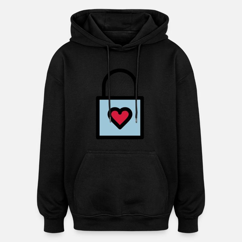Padlock, love lock - Oversized Unisex Hoodie - black