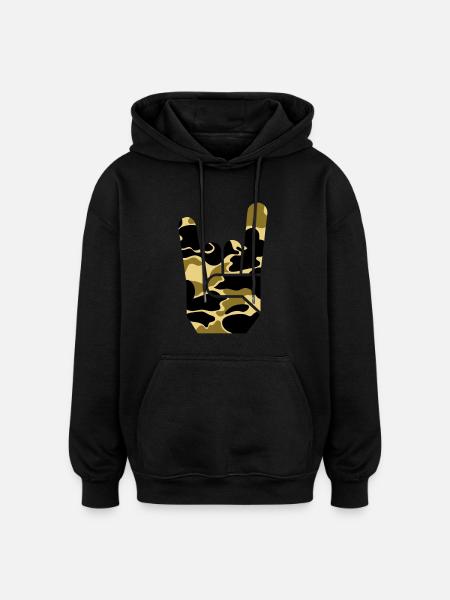 camou rock hand - Oversized Unisex Hoodie - black