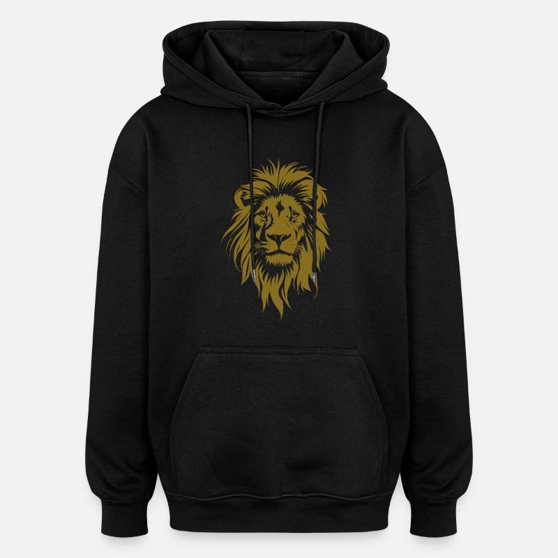 Visage de lion doré - Sweat à capuche oversize unisexe - noir