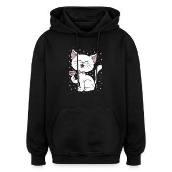 Katze Karneval Fastnacht Fasching Konfetti bitte - Oversized Unisex Hoodie - Schwarz - Vorne - Noah (186cm)