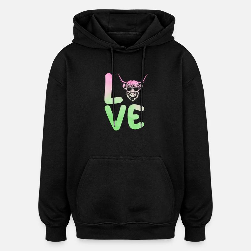 Cow Cattle Highland Cattle - Oversized Unisex Hoodie - black