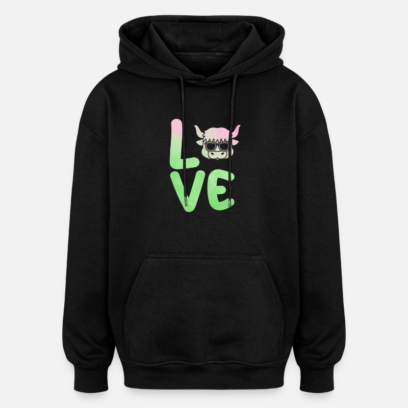 Bovins de buffle Bœufs - Sweat à capuche oversize unisexe - noir