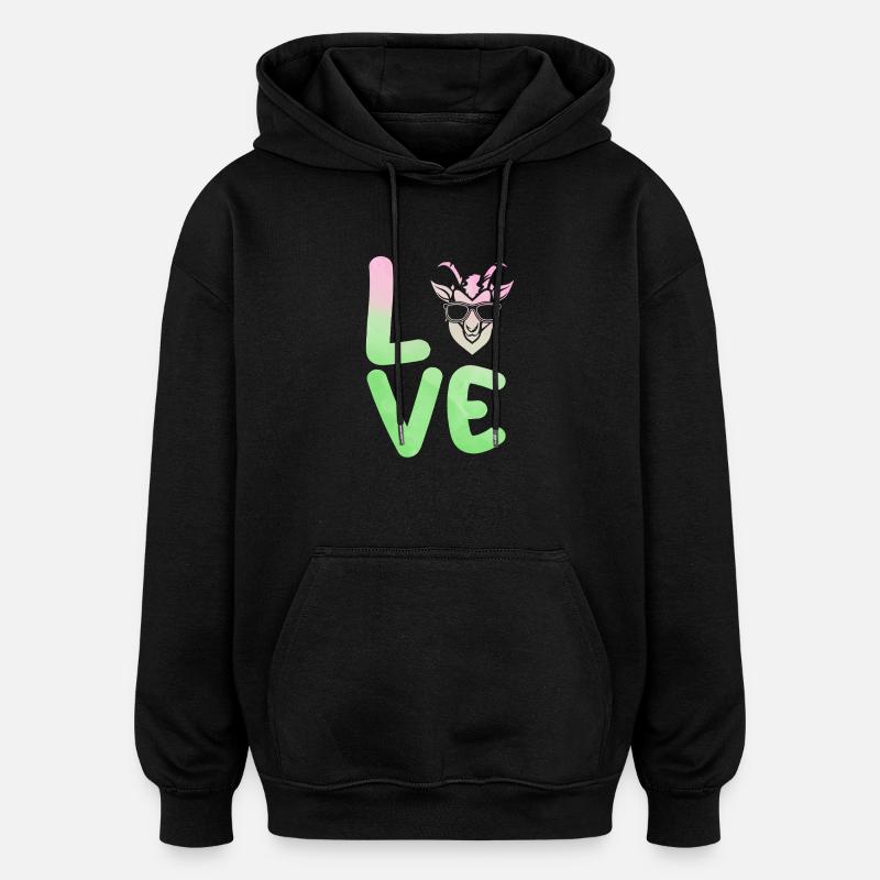 Chèvres - Sweat à capuche oversize unisexe - noir