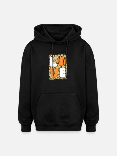 Baseball Player Baseball - Oversized Unisex Hoodie - black
