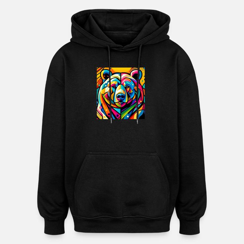 Bär - Oversized Unisex Hoodie - Schwarz