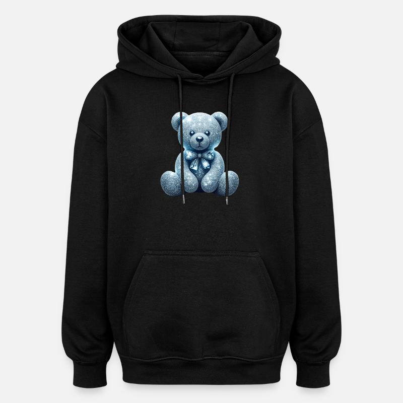 Crystal Bear Diamond Diamonds - Oversized Unisex Hoodie - black