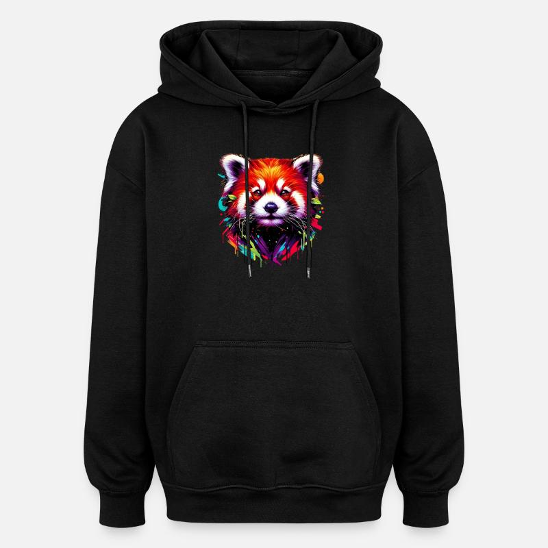 Red panda - Oversized Unisex Hoodie - black