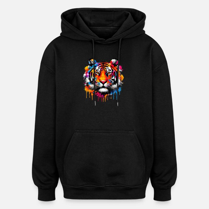 Tigre - Sweat à capuche oversize unisexe - noir