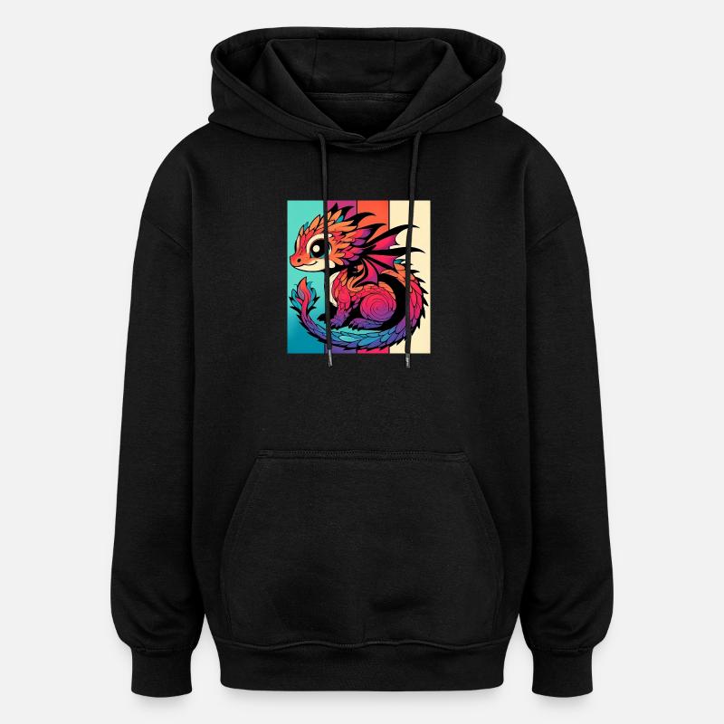 Dragon - Sweat à capuche oversize unisexe - noir