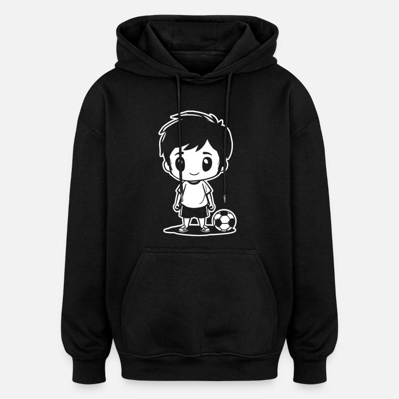 Fußball Junge Zeichnung - Oversized Unisex Hoodie - Schwarz