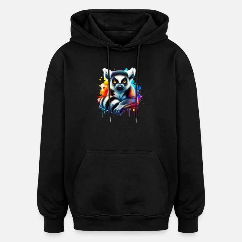 Lémurien - Sweat à capuche oversize unisexe - noir