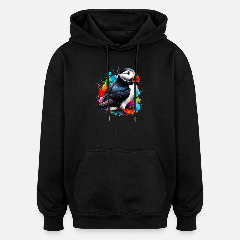 Macareux - Sweat à capuche oversize unisexe - noir