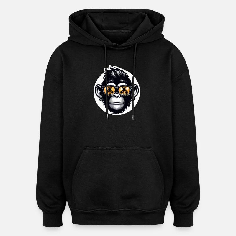 Lunettes de singe Palmiers - Sweat à capuche oversize unisexe - noir