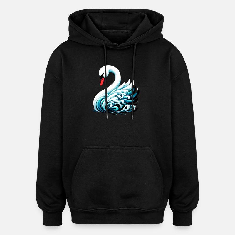 Schwan - Oversized Unisex Hoodie - Schwarz