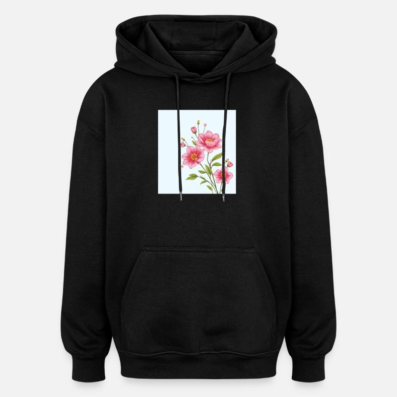 Fleur - Sweat à capuche oversize unisexe - noir