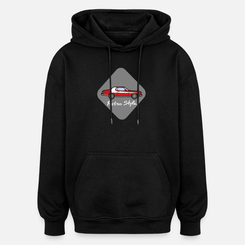 Retro-Stil - Oversized Unisex Hoodie - Schwarz