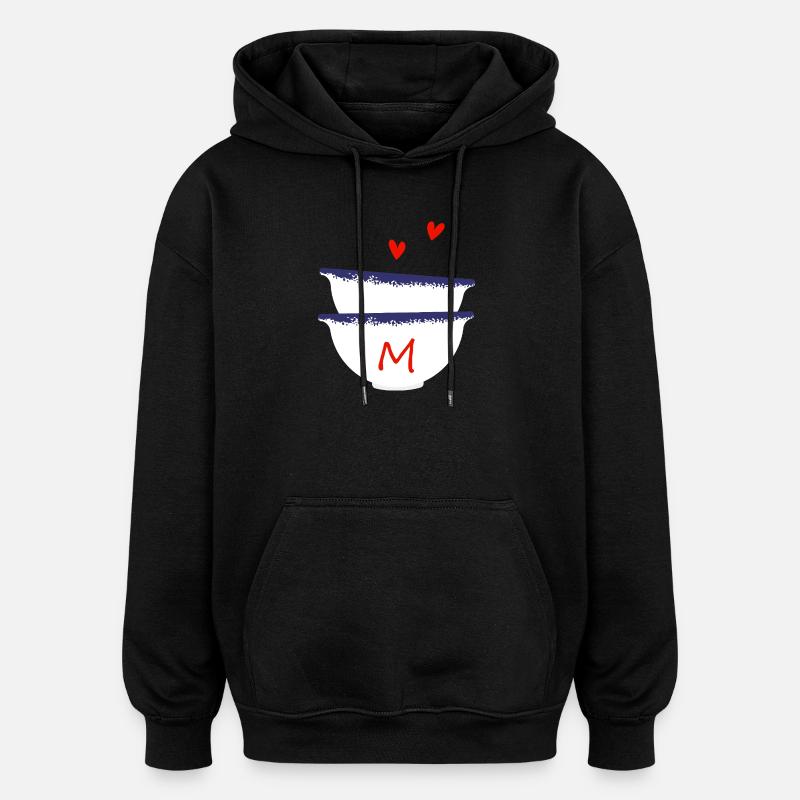 Lettre m bols breton - Sweat à capuche oversize unisexe - noir