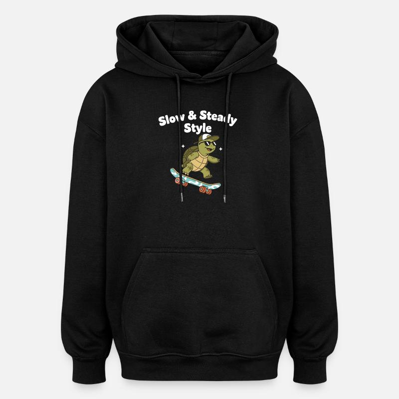 Tortue raie lente - Sweat à capuche oversize unisexe - noir