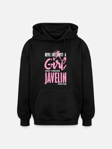 Javelin thrower with fun statement - Oversized Unisex Hoodie - black